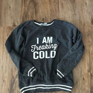 Gray Sweater with White Text